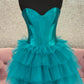 Sexy Black A Line Strapless Tulle Satin Short Homecoming Dress Outfits SH6247