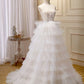 White Sweetheart Neck Appliques Tulle Long Prom Dresses Evening Dresses SH1648