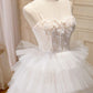 White Sweetheart Neck Appliques Tulle Long Prom Dresses Evening Dresses SH1648