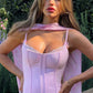 Sweety A Line Spaghetti Straps Pink Corset Homecoming Dress with Scarf SH7845