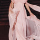 Elegant A Line V Neck Pink Chiffon Long Prom Dress with Ruffles SH7622