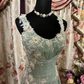 Gentle Blue A Line Straps White Appliques Chiffon Prom Dress Cocktail Dress SH3743