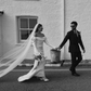 Vintage A Line Long Sleeve Pleated White Satin Long Wedding Dress SH8256