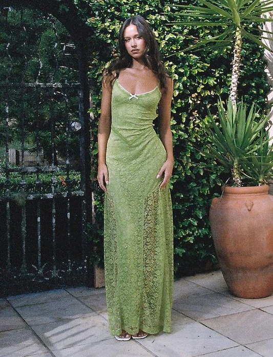 Elegant Green Lace Long Prom Dress Evening Gown SH1226