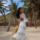 Two Piece A Line Long Sleeve Lace Chiffon Vacation Dress Outfits Dress SH4393