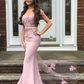 Pink Off The Shoulder Sweetheart Long Mermaid Prom Dress Elegant Party Dress SH706