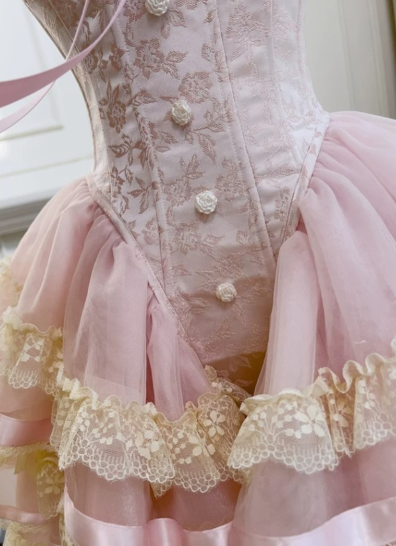 Sweety Pink Ball Gown Strapless Layered Organza Short Prom Dress Homecoming Dress SH6443