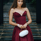 Cute A Line Sweetheart Neck Burgundy Satin Prom Dress Evening Dress SH2636
