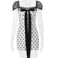 Cute Polka Dot A Line Puff Satin Mini Homecoming Dress Cocktail Dress with Bow SH3875