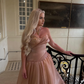 Elegant A Line Sweetheart Neck Beaded Satin Long Prom Dress Evening Dress SH2269