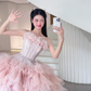 Cute A Line Strapless Corset Feather Pink Tulle Short Homecoming Dress Cocktail Dress SH2995