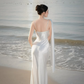 Pretty White Sheath Spaghetti Strap Satin Long Prom Dress Evening Dress SH8803