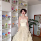 Elegant A Line Strapless Layered Organza Prom Dress Party Dress SH4609