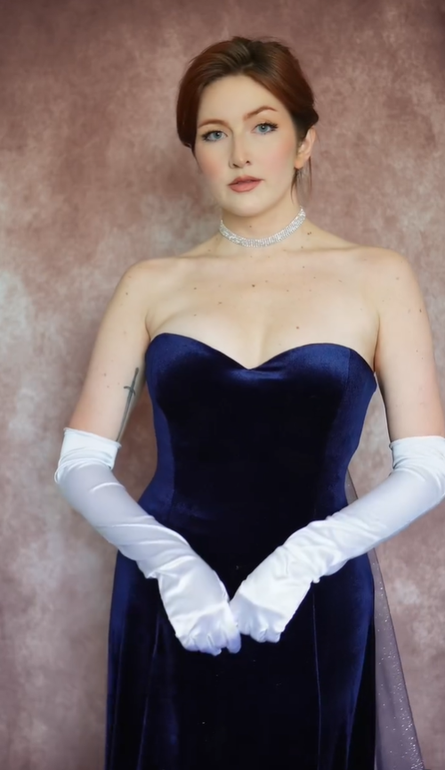 Elegant A Line Strapless Navy Blue Velvet Prom Dress SH5517