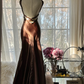Sexy Mermaid Halter Brown Satin Long Open Back Party Dress Evening Dress SH2940