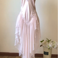 Gentle A Line Spaghetti Straps Lace Light Pink Satin Chiffon Prom Dress Evening Dress SH4242