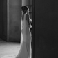 High-class Mermaid Strapless Pleated White Satin Long Train Wedding Dress SH7544