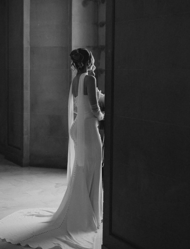 High-class Mermaid Strapless Pleated White Satin Long Train Wedding Dress SH7544