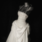 Stunning A Line Halter Pleated White Tulle Satin Long Wedding Dress SH4526