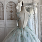 Vintage Light Blue Ball Gown V Neck Exquisite Beaded Tulle Prom Dress Sweet 16 Dress SH5987