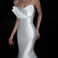 White Unique Mermaid Strapless Satin Long Sweep Wedding Dress SH5971