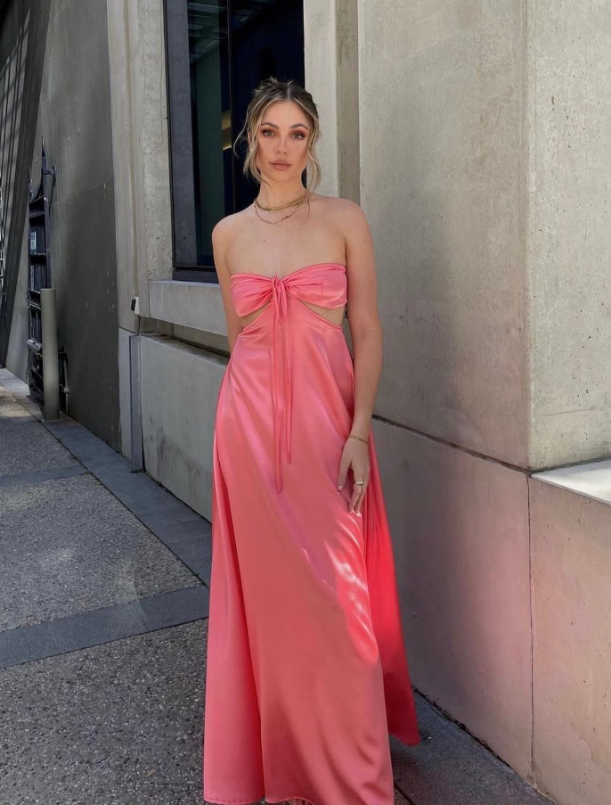 Charming Pink Sweetheart Backless Long Prom Dress SH747