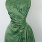 Retro A Line Spaghetti Strap Green Beaded Satin Long Evening Dress Party Dress SH3168