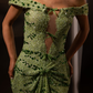 Stunning Green Sheath Off the Shoulder Rhinestone Lace Prom Dress Evening Dress SH6550