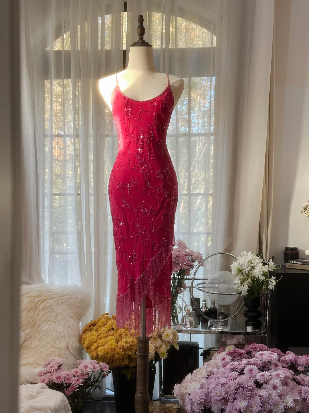 Sexy Sheath Spaghetti Strap Beaded Red Chiffon Short Homecoming Dress – shinydress