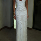 Exquisite A Line Spaghetti Strap Pearl Beaded White Tulle Prom Dress Wedding Guest Dress SH4721
