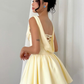 Cute A Line Off the Shoulder Ivory Satin Short Homecoming Dress Birthday Dress SH3025