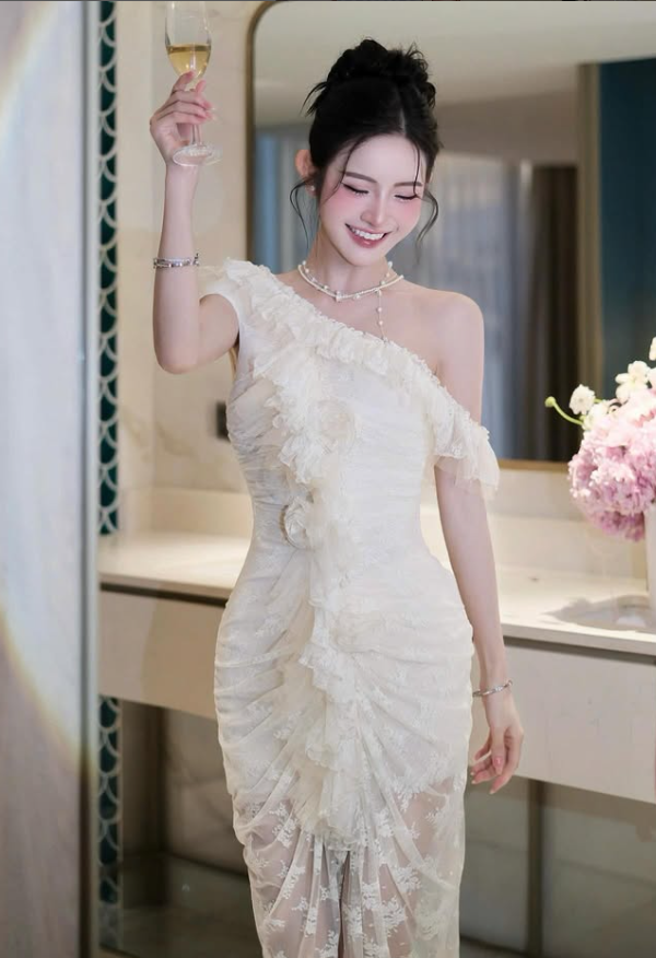 Classic Sheath Off the Shoulder Pink Lace Long Prom Dress Evening Dress SH4670