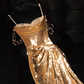 Shiny A Line Sweetheart Neck Beaded Pearl Gold Sequin Prom Dress Party Dress SH3235