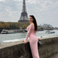 Gentle Pink Sheath Long Sleeve Tulle Long Prom Dress Party Dress SH6422
