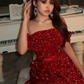 Shiny A Line Off the Shoulder Sequin Long Prom Dress Evening Dress SH7313