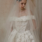 Sweety Ball Gown Off the Shoulder White 3D Floral Tulle Wedding Dress SH5076