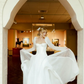 Cute White A Line Long Sleeve Organza Long Wedding Dress SH7343
