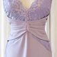 Lilac Elegant Sheath V Neck Lace Satin Short Prom Dress Hoco Dress SH5513