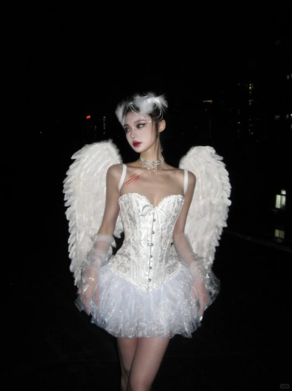Cute White A Line Sweetheart Neck Satin Tulle Short Homecoming Dress Birthday Dress SH3641