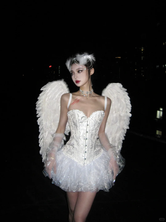 Cute White A Line Sweetheart Neck Satin Tulle Short Homecoming Dress Birthday Dress SH3641