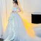 Stunning Ball Strapless White Ruffle Satin Tulle Long Prom Dress Party Dress SH4690
