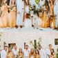 Orange Chiffon Convertible Stylish Off The Shoulder Column With Slit Bridesmaid Dresses SH5579