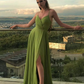 Simple Green Chiffon Long Prom Dress,A Line Evening Dress SH1546