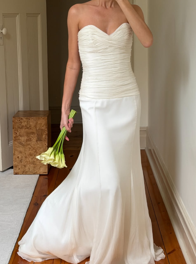 Vintage A Line Sweetheart Neck White Pleated Chiffon Wedding Dress SH8468