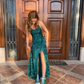 Green Slit Prom Dresses Long Evening Dresses SH762