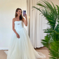 Simple A Line Sweetheart Neck White Tulle Long Wedding Dress SH5286