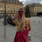 Burgundy Bow A Line Strapless Print Floral Satin Cocktail Dress Homecoming Dress SH6156