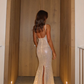 Charming Sheath Spaghetti Straps Champagne Sequin Long Prom Dress Evening Dress SH1969