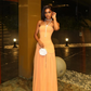 Orange A Line Strapless Chiffon Satin Prom Dress Evening Dress Formal Dress SH3838