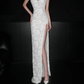 Charming Sheath Sweetheart Neck White Lace Slit Wedding Dress SH5870